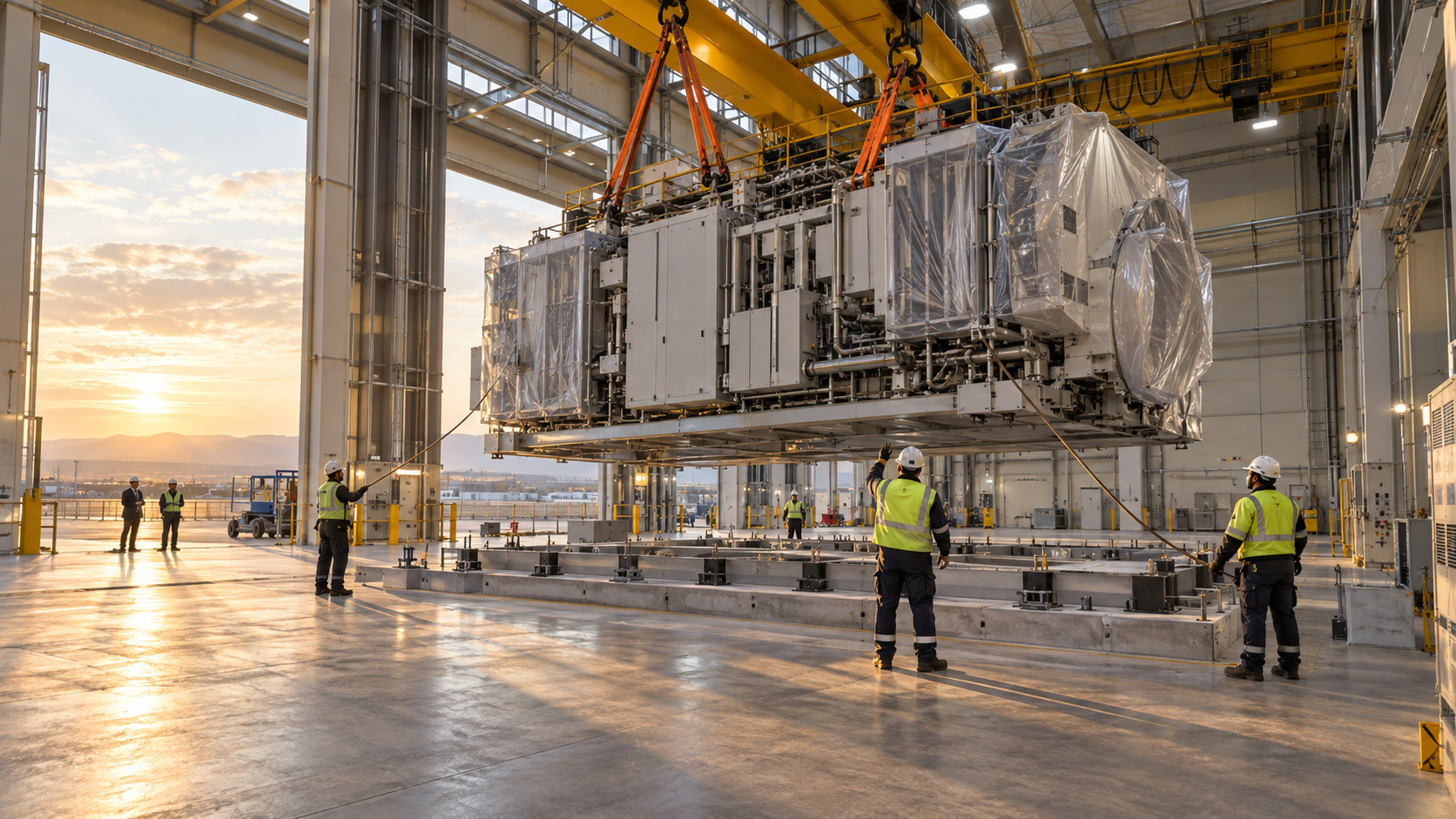 OEM production equipment being installed at an industrial facility